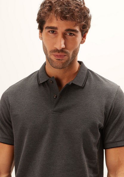 Polo Neck T-Shirt with Short Sleeves-Polos-image-2