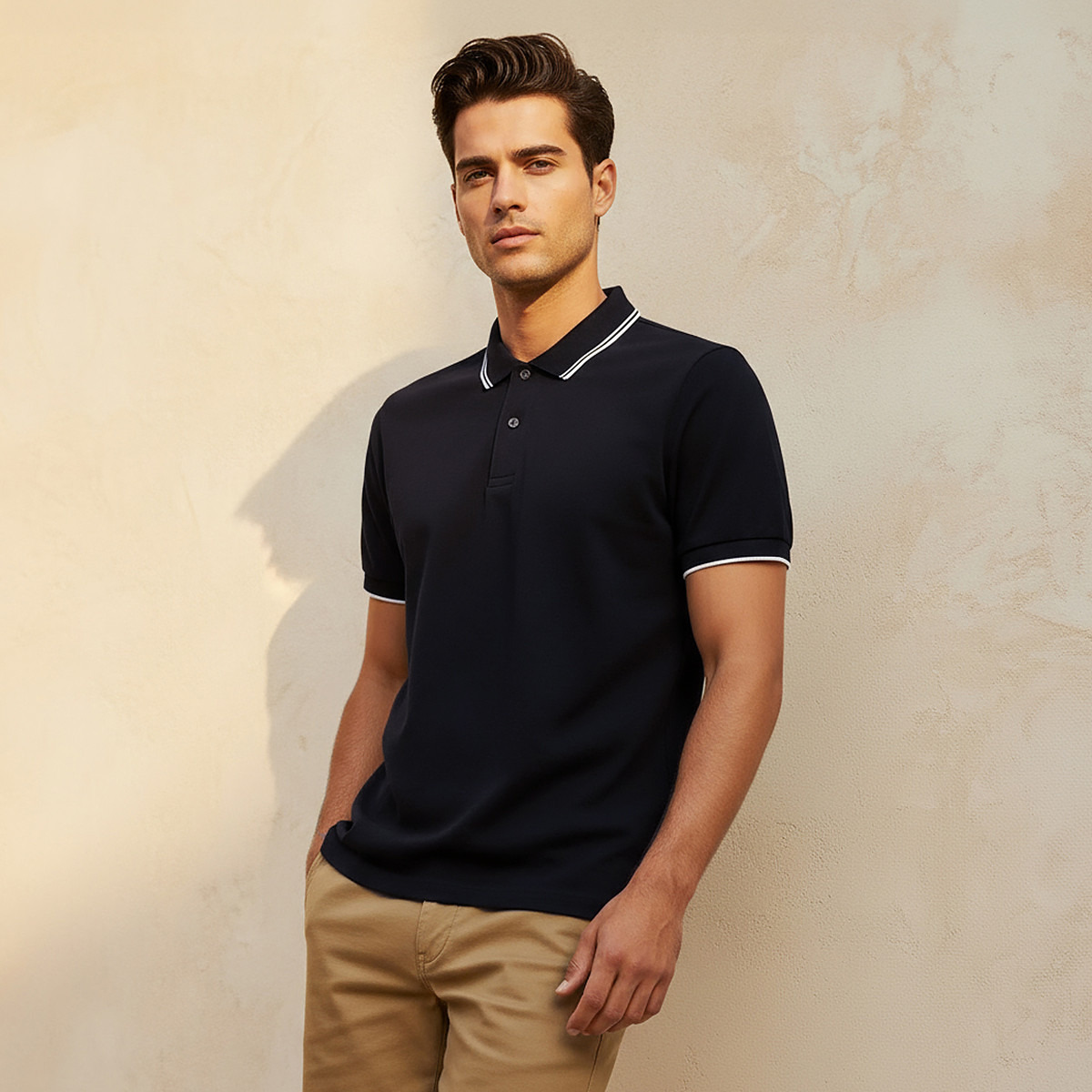Polo T-Shirt with Short Sleeves-men-clothing-tshirtsandpolos-polos-image-1
