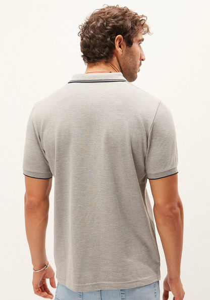 Textured Polo T-shirt with Short Sleeves-Polos-image-3