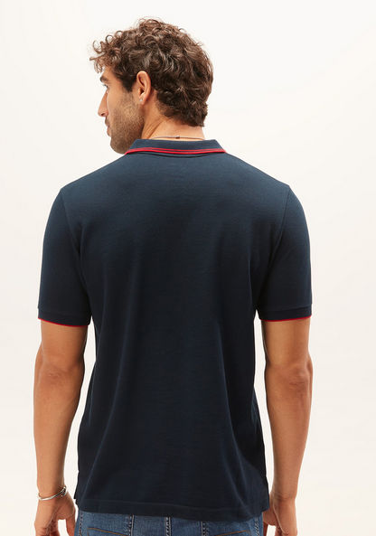 Tipping Detail T-shirt with Polo Neck and Short Sleeves-Polos-image-3
