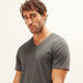 Plain T-shirt with V-neck and Short Sleeves-T Shirts-thumbnailMobile-2