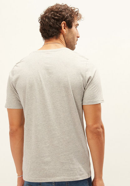 Plain T-shirt with V-neck and Short Sleeves-T Shirts-image-3