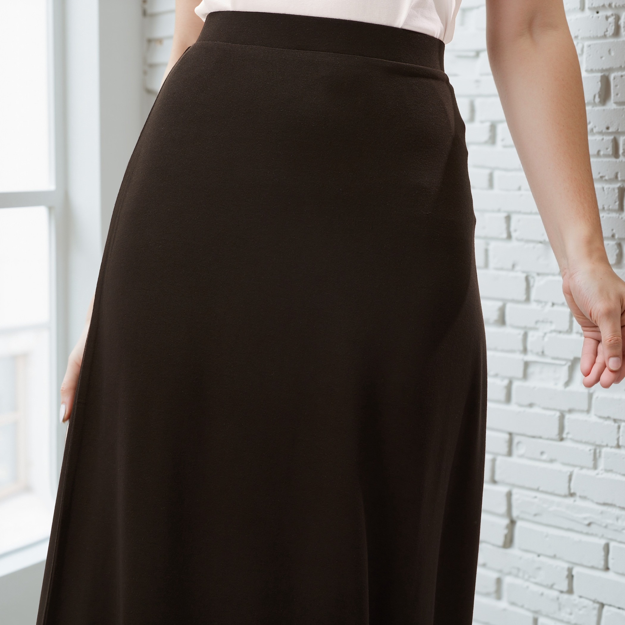 تنورة طويلة إيه لاين بخصر مطّاطي-women-clothing-bottoms-skirts-image-7
