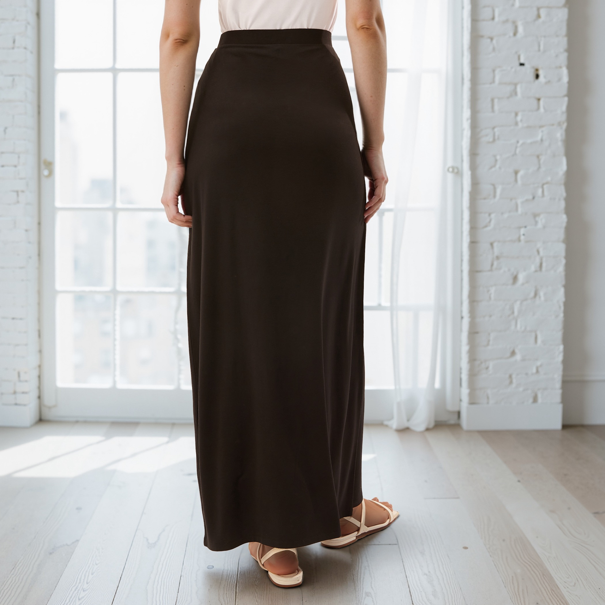 تنورة طويلة إيه لاين بخصر مطّاطي-women-clothing-bottoms-skirts-image-8