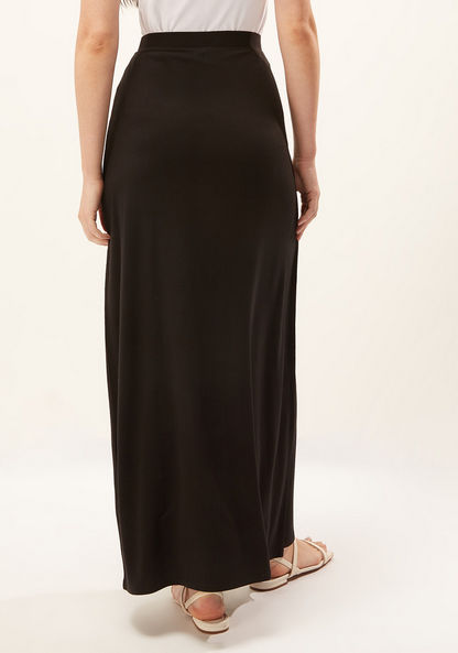 Solid Maxi A-line Skirt with Elasticised Waistband