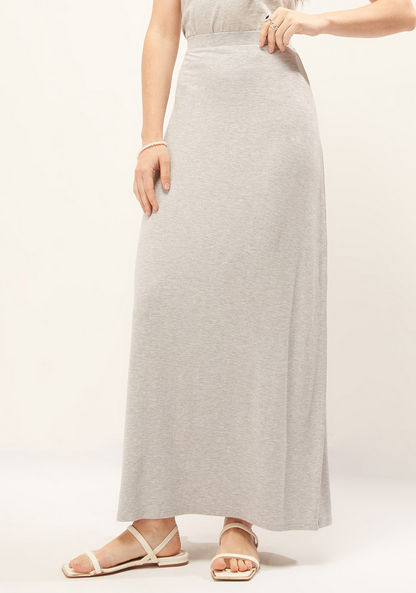 Solid Maxi A-line Skirt with Elasticated Waistband