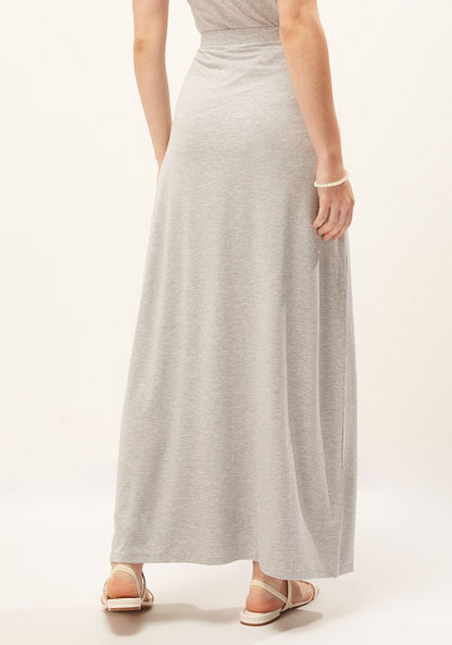 Solid Maxi A-line Skirt with Elasticated Waistband
