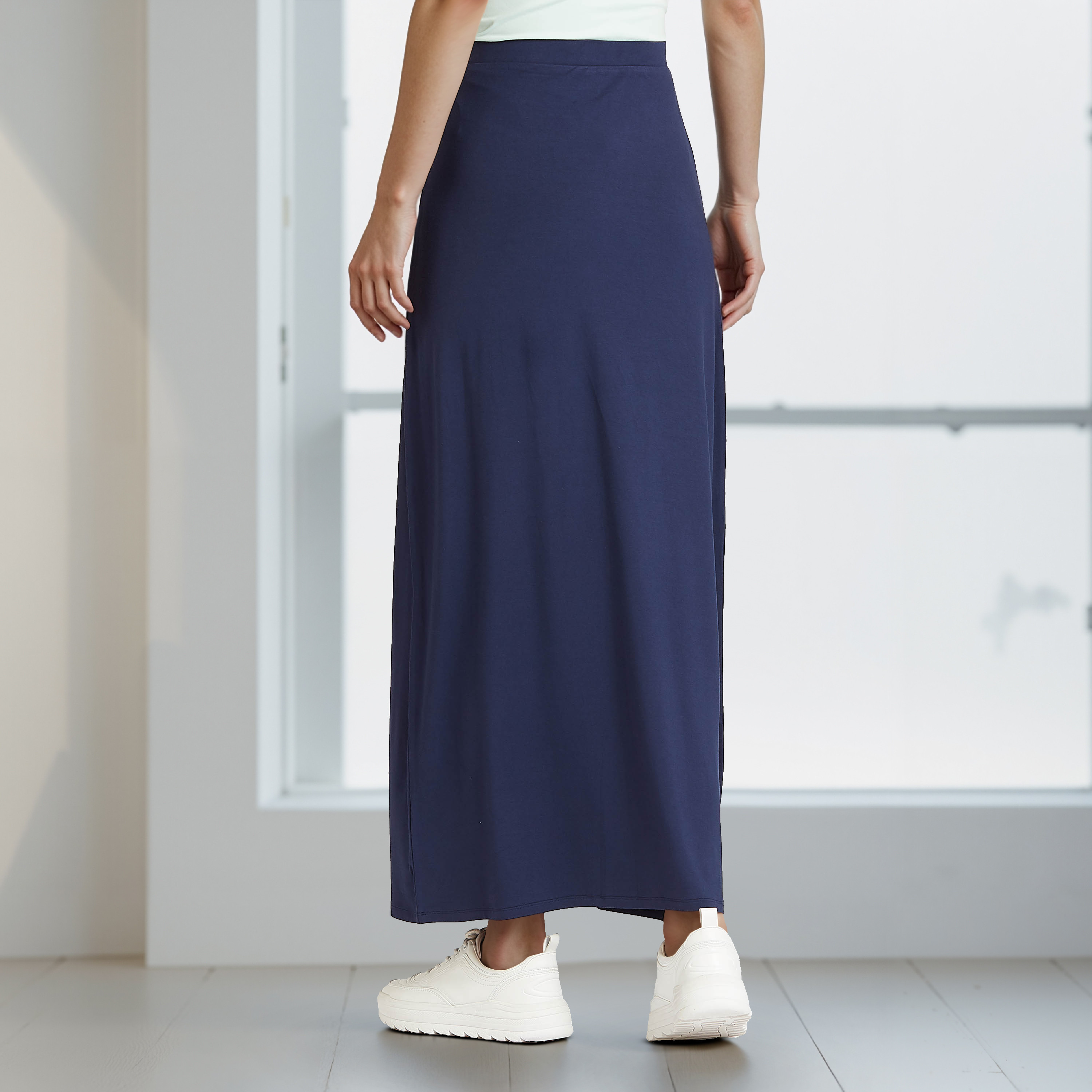 تنورة طويلة إيه لاين بخصر مطّاطي-women-clothing-bottoms-skirts-image-3