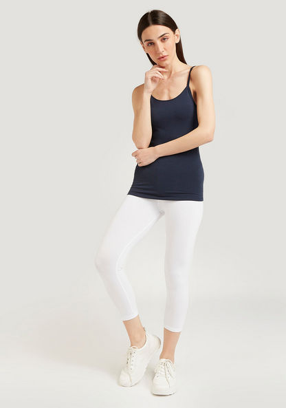 Skinny Fit Solid 3/4 Leggings with Elasticised Waistband