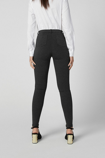 Full Length Plain Pants with Pocket Detail and Belt Loops