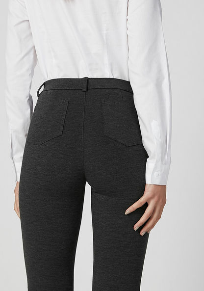 Full Length Plain Pants with Pocket Detail and Belt Loops