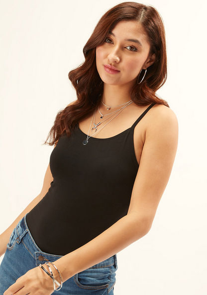 Solid Camisole with Scoop Neck and Spaghetti Straps-Vests-image-2