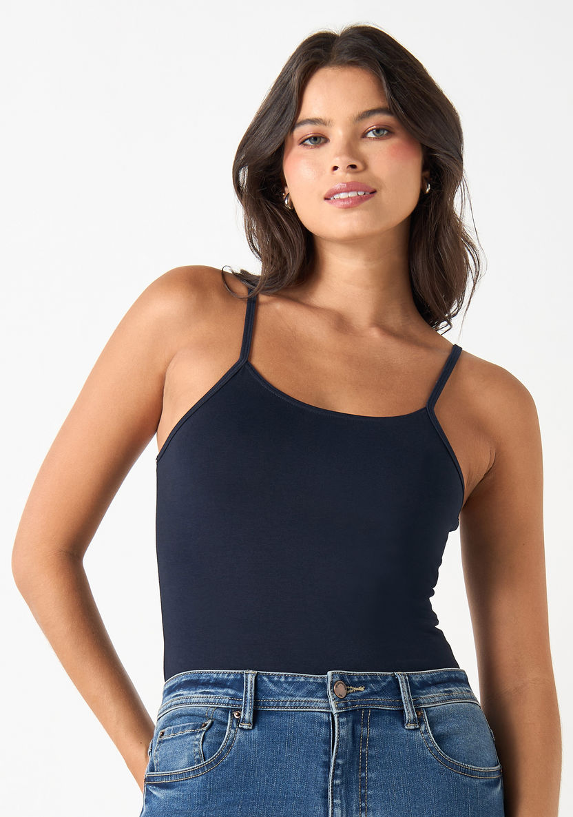 Solid Camisole with Scoop Neck and Spaghetti Straps-Vests-image-0