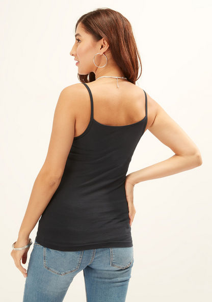 Solid Camisole with Scoop Neck and Spaghetti Straps-Vests-image-3