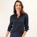 Solid Shirt with Spread Collar and Long Sleeves-Shirts & Blouses-thumbnail-0