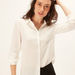 Solid Shirt with Spread Collar and Long Sleeves-Shirts & Blouses-thumbnail-2