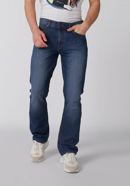 Full Length Jeans with Button Closure and Pocket Detail-Jeans-image-0
