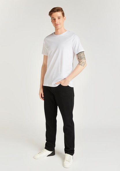 Full Length Solid Jeans with Pocket Detail and Belt Loops-Jeans-image-1
