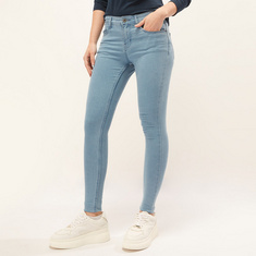 Skinny Fit Full Length Jeans with Pocket Detail and Belt Loops