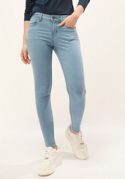 Skinny Fit Full Length Jeans with Pocket Detail and Belt Loops-Jeans-image-5