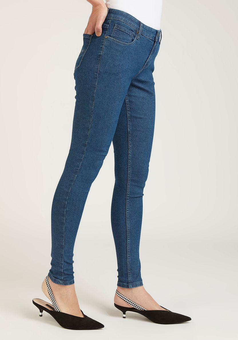 Skinny Fit Full Length Jeans with Pocket Detail and Belt Loops-Jeans-image-4