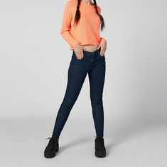 Skinny Fit Plain Jeans with Pocket Detail and Belt Loops