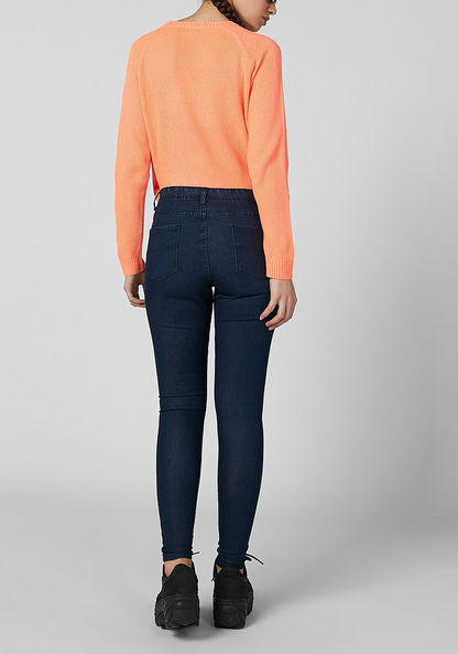 Skinny Fit Plain Jeans with Pocket Detail and Belt Loops-Jeans-image-4