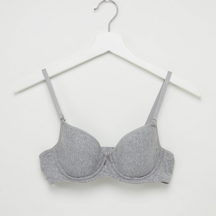 Bow Detail Bra with Hook and Eye Closure - Set of 2