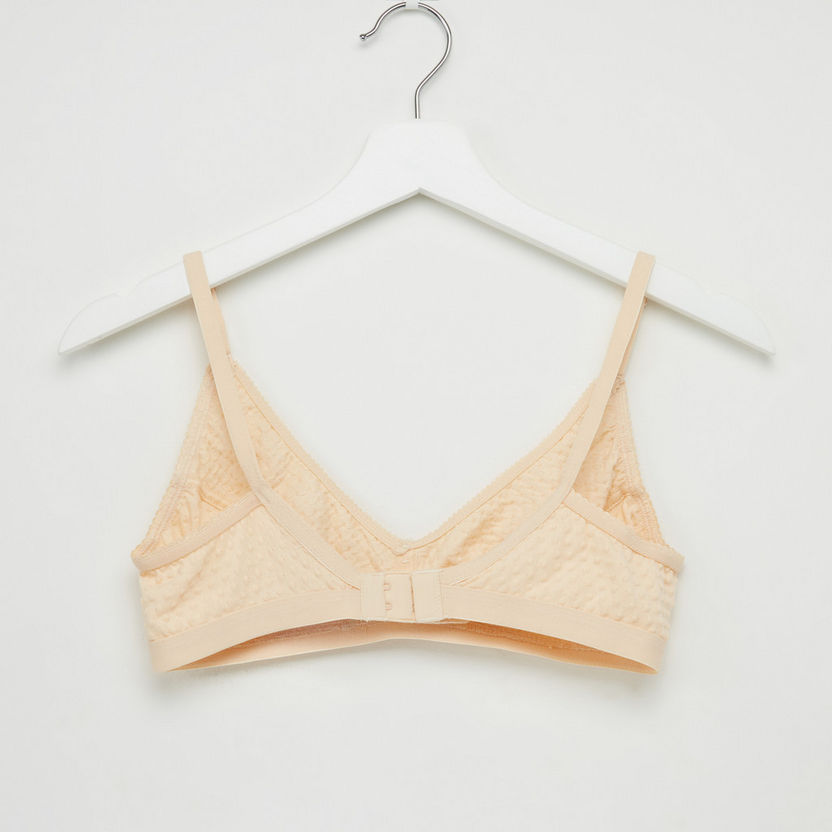 Textured Bra with Hook and Eye Closure and Adjustable Straps-Bras-image-1