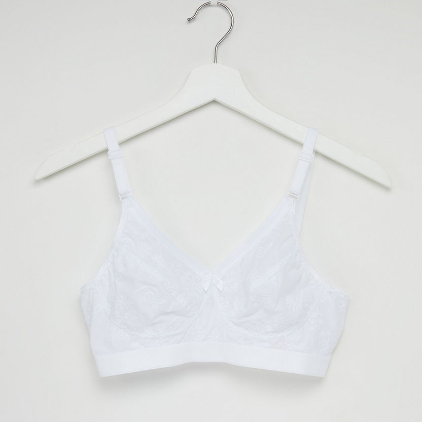 Bow Applique Detai Bra with Hook and Eye Closure-Bras-image-0