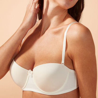 Padded Balconette Bra with Hook and Eye Closure and Adjustable Straps