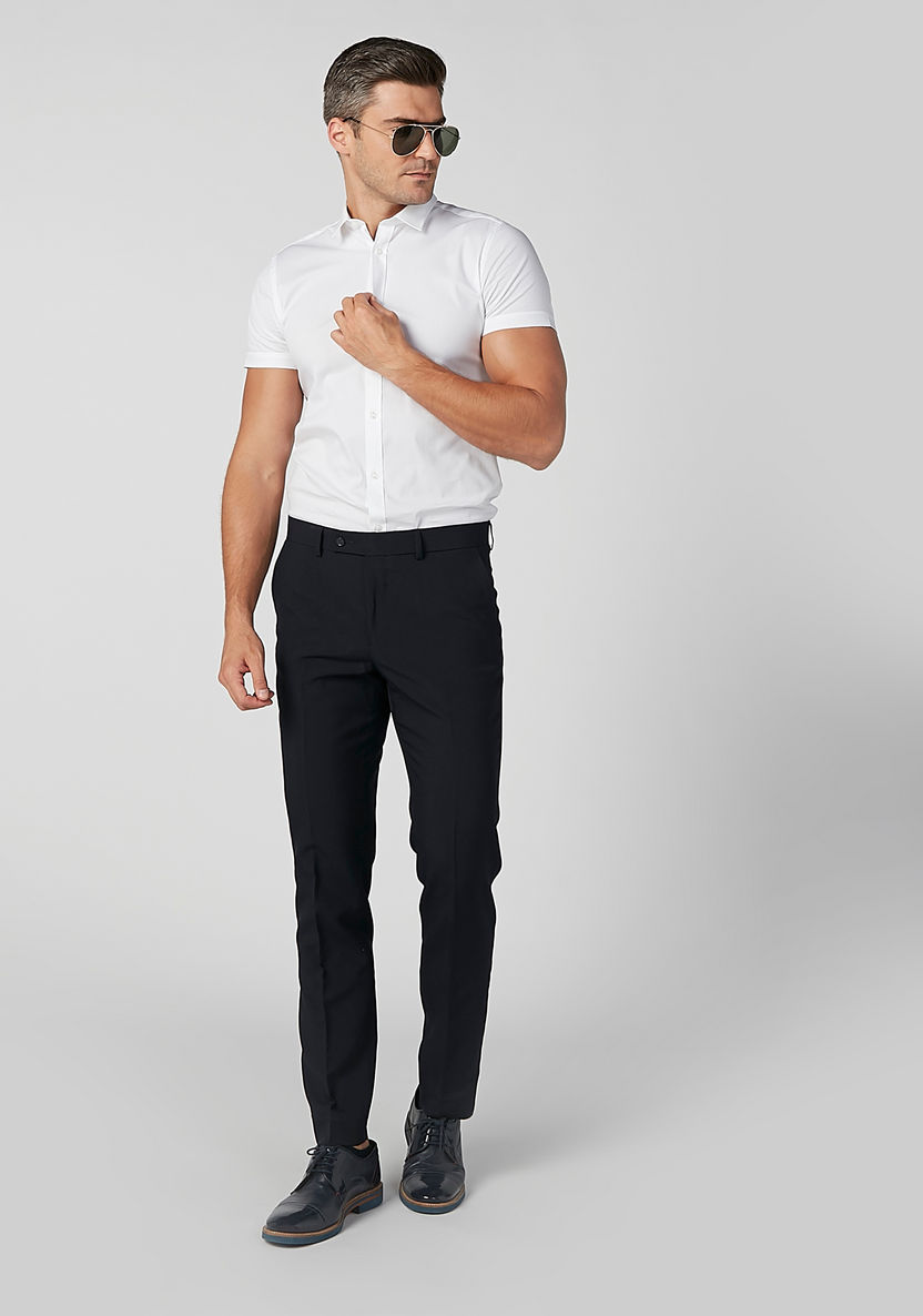 Plain Formal Shirt with Short Sleeves and Spread Collar-Shirts-image-0