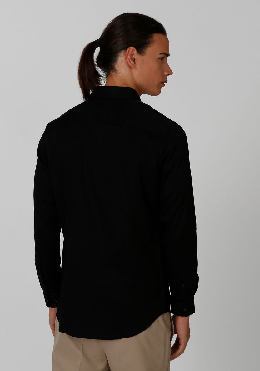 Plain Shirt with Long Sleeves and Spread Collar-Shirts-image-1