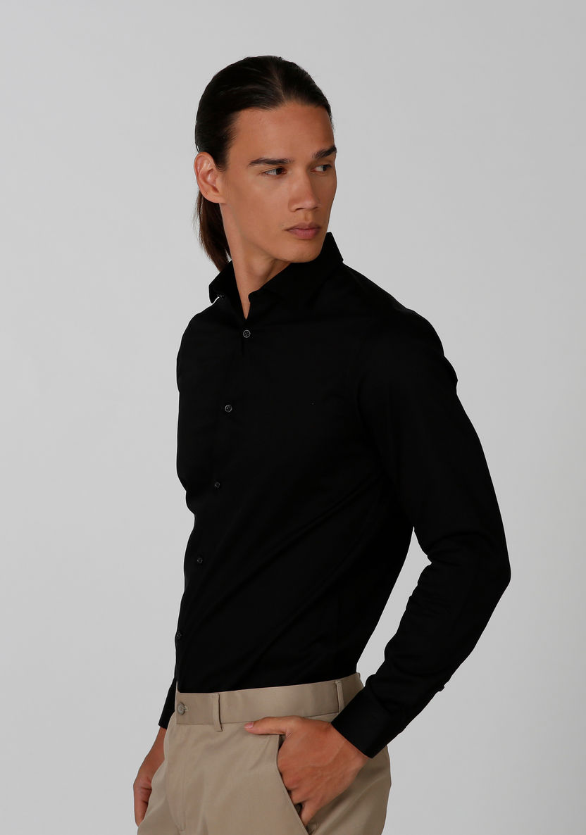 Plain Shirt with Long Sleeves and Spread Collar-Shirts-image-3