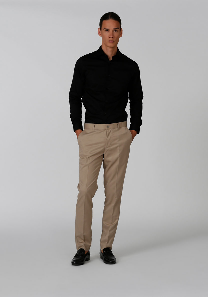 Plain Shirt with Long Sleeves and Spread Collar-Shirts-image-4