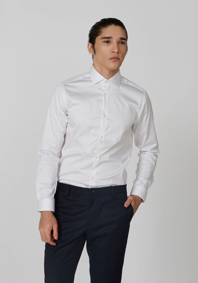 Buy Men's Slim Fit Plain Formal Shirt with Spread Collar and Long