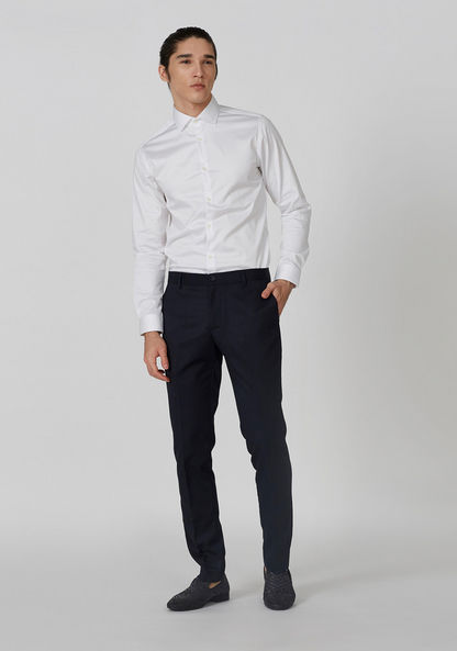 Slim Fit Plain Formal Shirt with Spread Collar and Long Sleeves-Shirts-image-3