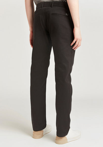 Full Length Solid Formal Trousers with Pocket Detail and Belt Loops