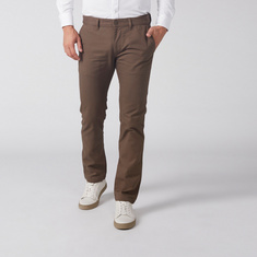Full Length Trousers with Pocket Detail and Button Closure