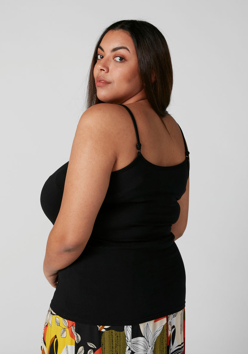 Plus Size Scoop Neck Cami Top with Spaghetti Straps-Vests-image-1