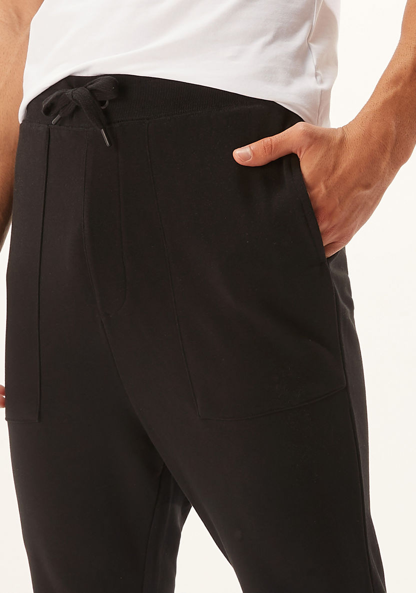 Full Length Solid Jog Pants with Pocket Detail and Drawstring-Joggers-image-2