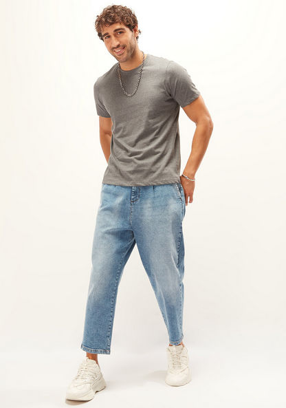 Plain T-shirt with Crew Neck and Short Sleeves-T Shirts-image-1