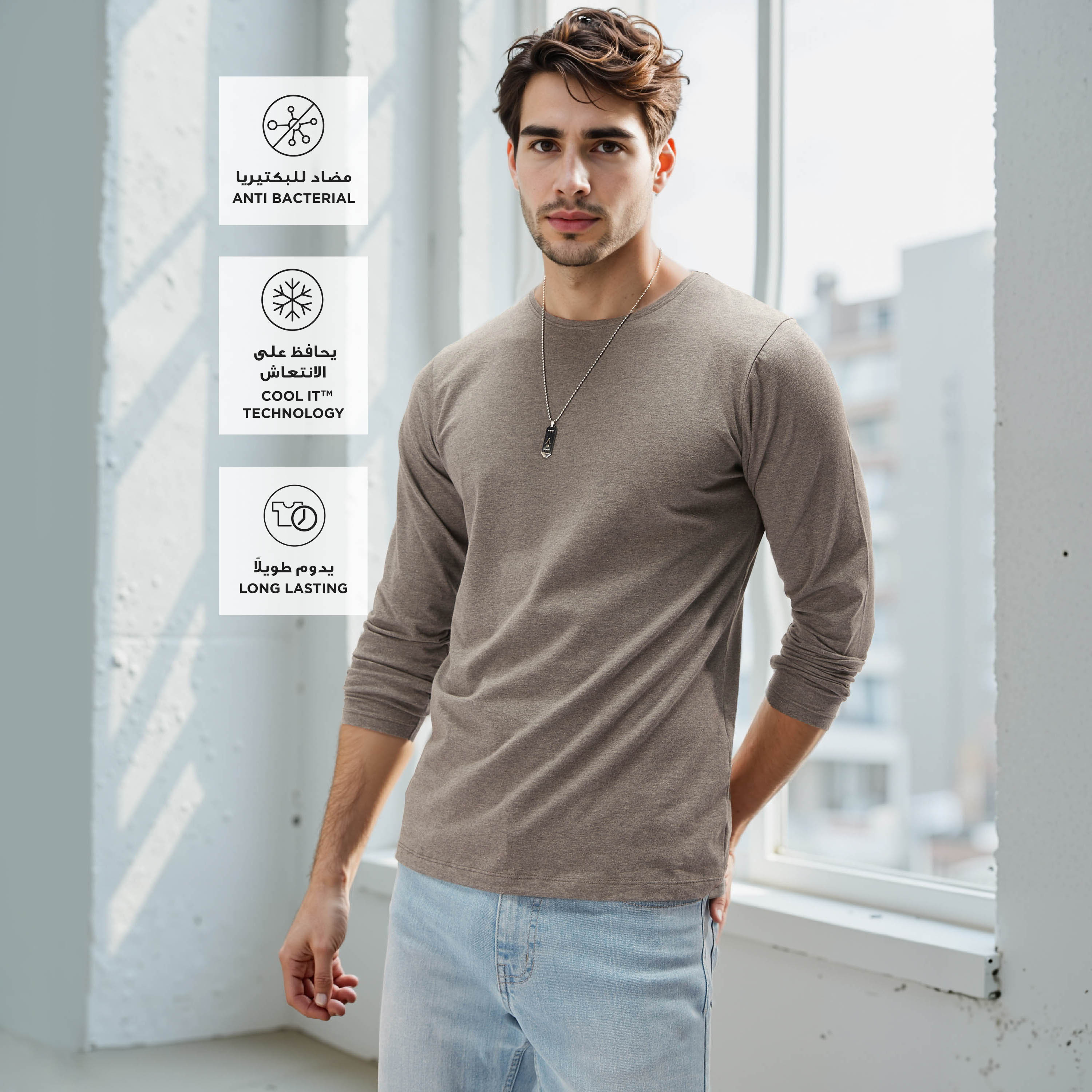 Splash Basics Slim Fit T-shirt with Crew Neck and Long Sleeves-men-clothing-tshirtsandpolos-tshirts-image-17
