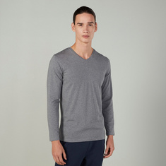 V-Neck T-shirt with Long Sleeves
