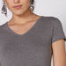 Plain T-shirt with V-neck and Cap Sleeves-T Shirts-thumbnail-2