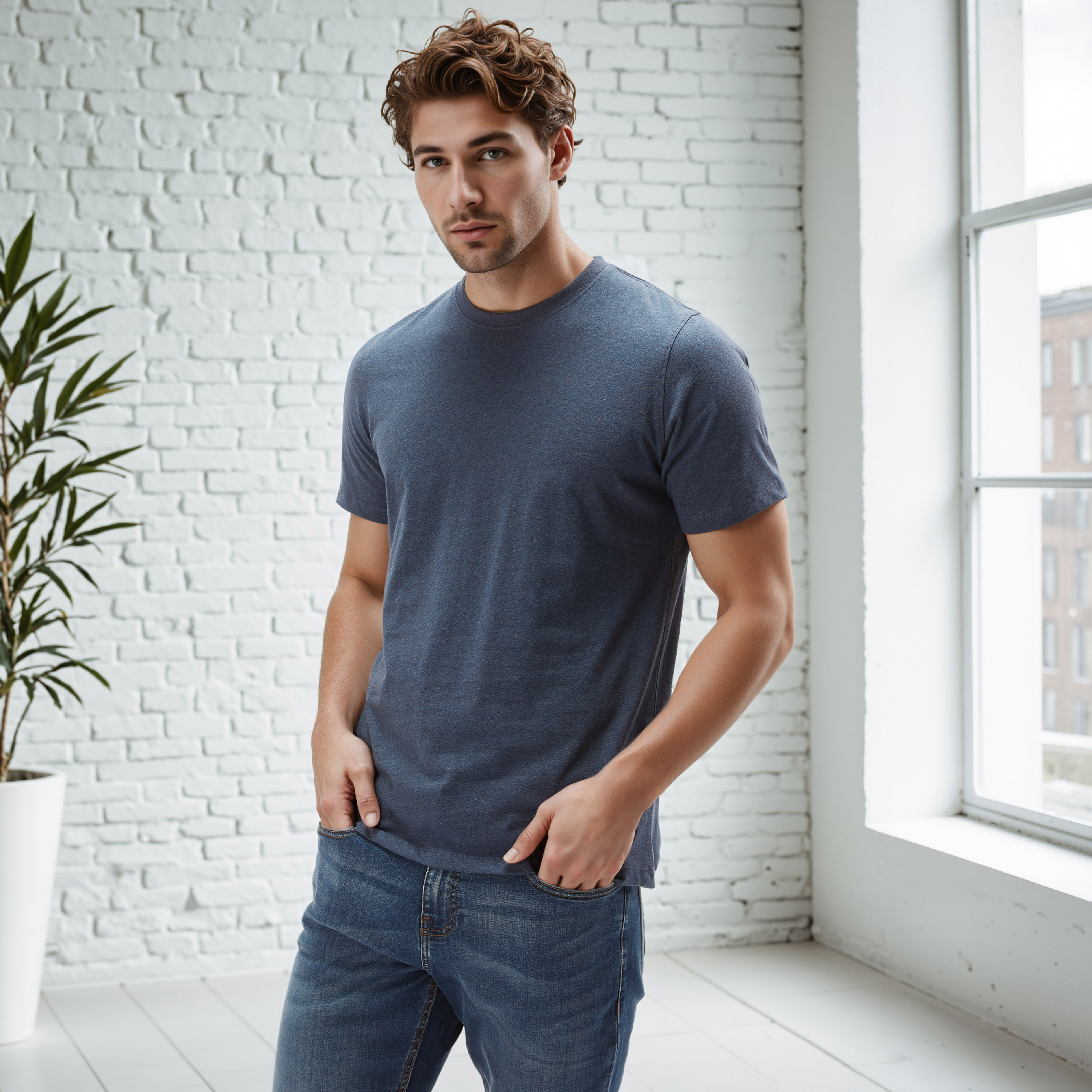 Plain Regular Fit Crew Neck T-shirt with Short Sleeves-men-clothing-tshirtsandpolos-tshirts-image-1