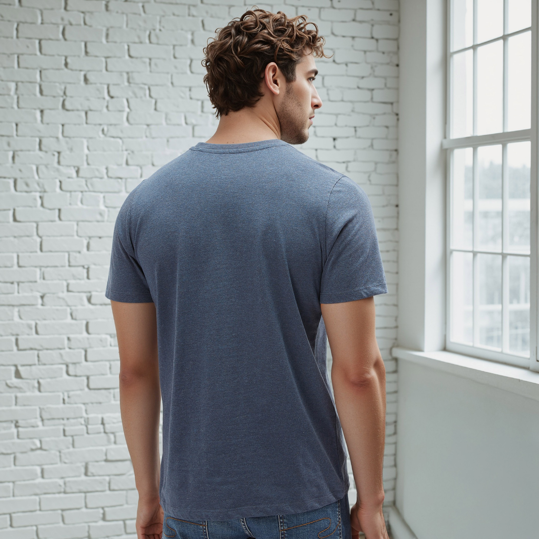 Plain Regular Fit Crew Neck T-shirt with Short Sleeves-men-clothing-tshirtsandpolos-tshirts-image-3