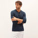 Plain T-shirt with V-neck and Long Sleeves-T Shirts-thumbnailMobile-1