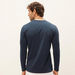 Plain T-shirt with V-neck and Long Sleeves-T Shirts-thumbnailMobile-3
