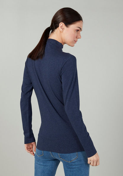 Plain Top with High Neck and Long Sleeves